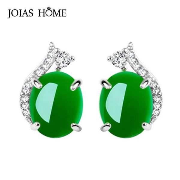 

joiashome korean 925 sterling silver earrings for woman with 10mm round shape agate gmstones zircon women silver jewelry gift, Golden;silver