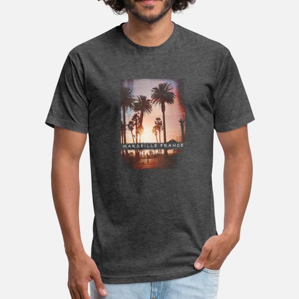 

sunset palm tree marseille france beach vacation t shirt men designs tee shirt plus size 3xl homme interesting comfortable shirt