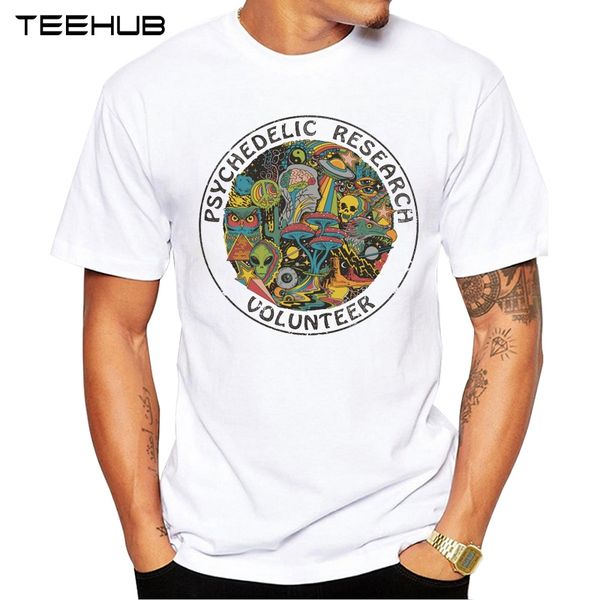 

teehub men's new fashion psychedelic research volunteer design short sleeve t-shirt cool hipster t-shirts
