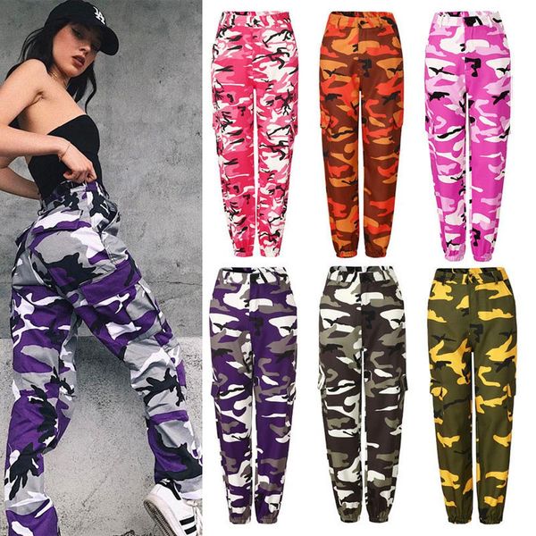 

fashion ladies stylist pants casual fashion camouflage camo long pants womens trousers, Black;white