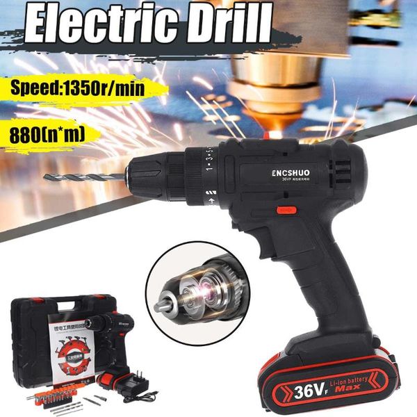 

1350r/min 36v electric screwdriver cordless drill impact drill led light multifunctional rechargeable with lithium battery