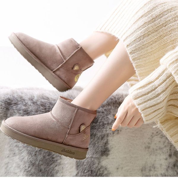 

women winter snow boots outdoor fur keep warm shoes female sweet flock slip-on casual platform boots zapatos de mujer w22-10, Black