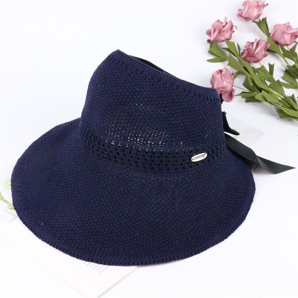 

fashion summer foldable sunshade ess hat uv protection seaside holiday sunbonnet visor caps cute girl artistic sun hat gift, Blue;gray