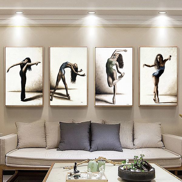 

retro minimalist nordic canvas painting wall art poster ballet dancing picture europe drawing figure for living room home decor