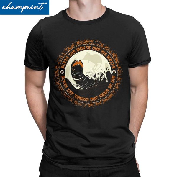 

men's shai hulud t shirts dune herbert frank arrakis sandworm science fiction pure cotton vintage tee shirt t-shirts