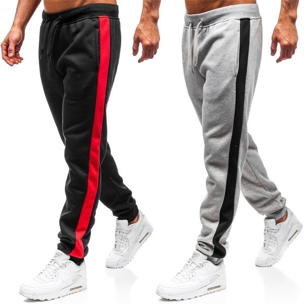 

pants men 2020 new men's sweat pants casual patchwork loose men's pants, Black