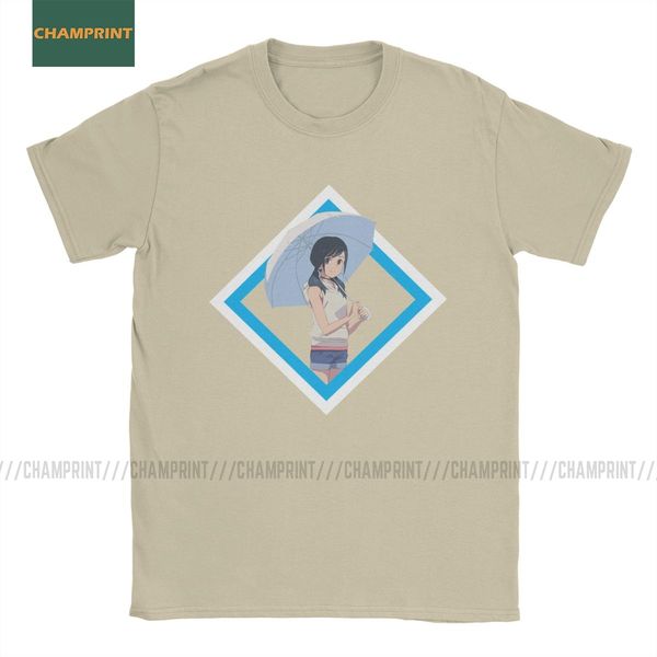 

unique hina amano weathering with you t-shirts men cotton t shirts makoto anime shinkai tenki manga short sleeve tees plus size