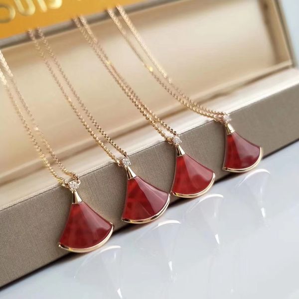 

s925 silver fan pendant with diamond in red color for women charm wedding jewelry gift ps7001