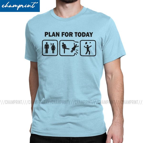 

funny badminton t shirt men cotton novelty t-shirt o neck plan for today tees short sleeve clothing adult