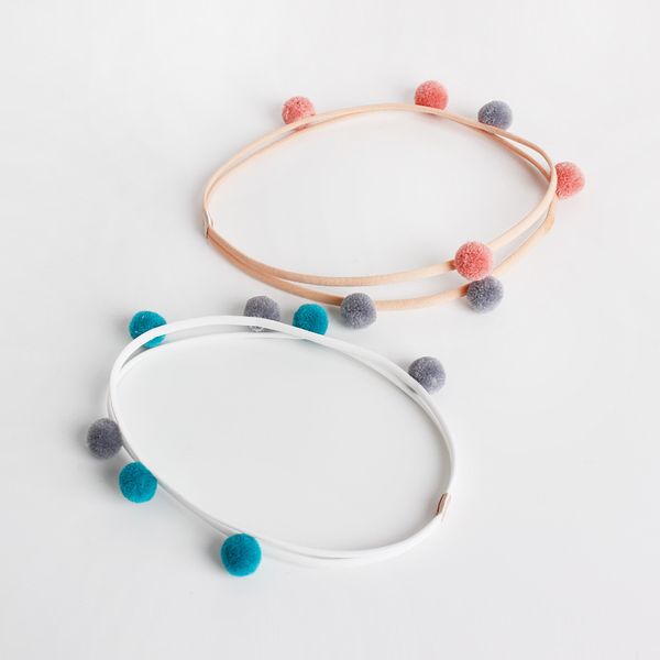 

small fresh hair ball girls hair accessories elastic headbands newborn bands kids headwear, Slivery;white