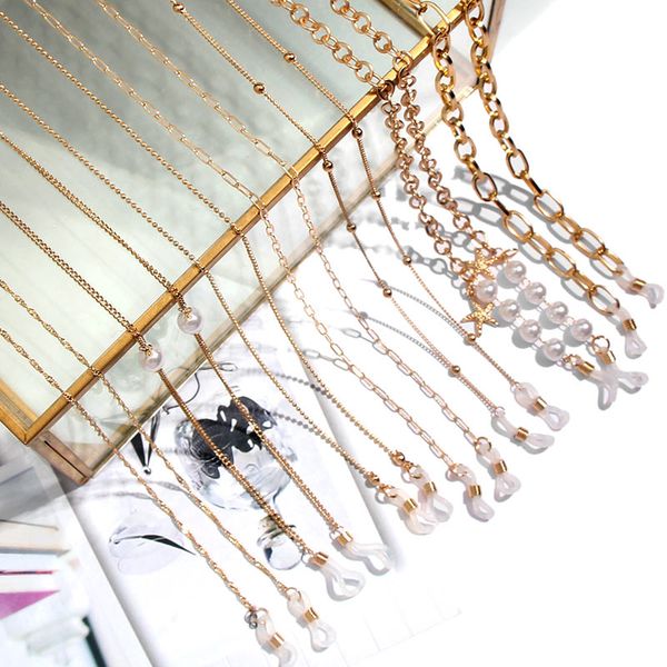 

just feel new fashion glasses chain gold color beads star imitation pearls eyeglass chain elegant exquisite eyeglass lanyard, Silver