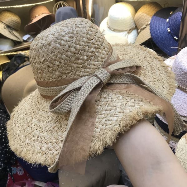 

02001-axi new exports of south korea handmade raffia grass lady sun cap women leisure holiday beach hat, Blue;gray