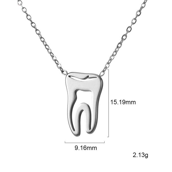 

sell hip hop jewelry rock necklace doctor gift gold plated stainless steel pendant dentist chains tooth necklace halloween accessories, Silver