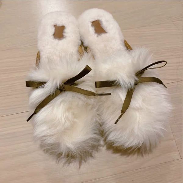 

fall/winter 2020 new small breeze bow mao mao shoes women wear plus velvet one pedal baotou and a half slippers women tide, Black