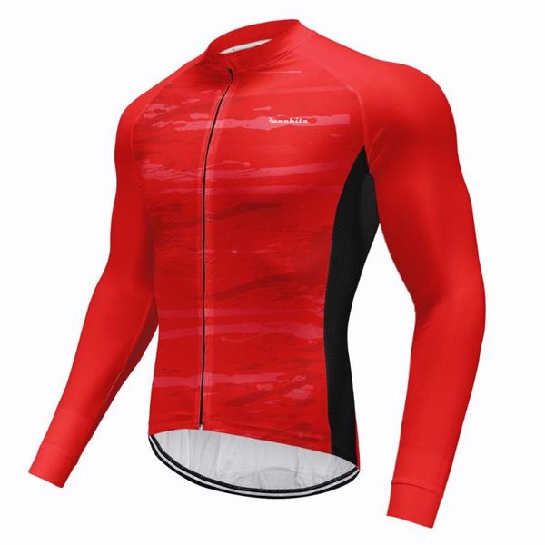

racing jackets men's long sleeve cycling jersey breathable bicycle clothing quick-dry mountain bike clothes wear maillot ropa ciclismo, Black;red