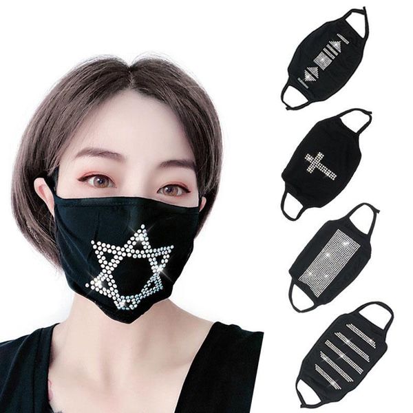 

dust sale black female wholesale star face mask custom face cotton flash drill logo masks hj2009 dgipv