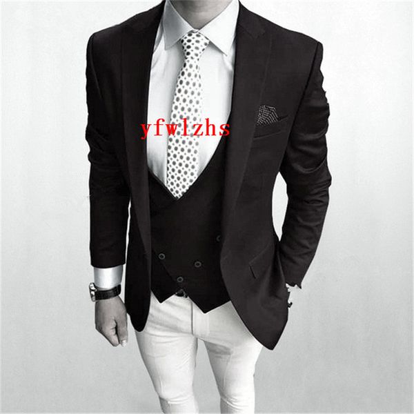 

классический one button красивый groomsmen пик нагрудные groom tuxedos мужские костюмы свадебные / prom best man blazer (куртка + брюки + жи, Black;gray