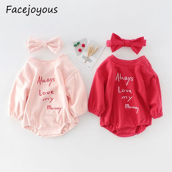 

infant fashion letter print long sleeve baby bodysuit casual toddler jumpsuit with bow headband 2pcs baby girls clothing set, Blue