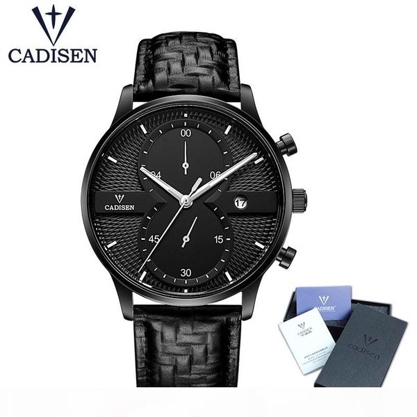 

mens watches cadisen fashion business quartz watch men sport leather waterproof wristwatch relogio masculino, Slivery;brown
