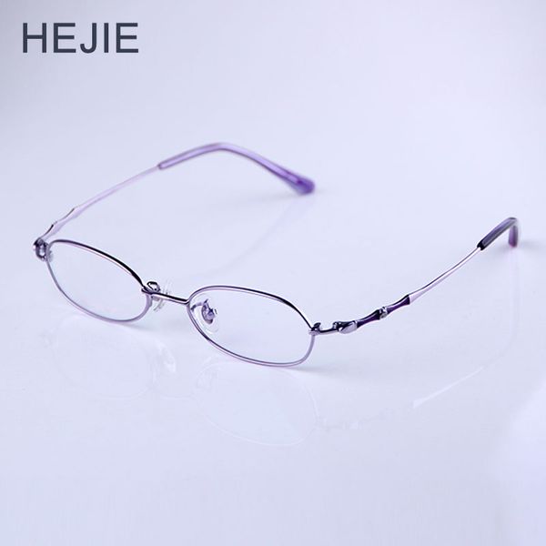 

hejie elegant woman's pure titanium reading glasses anti scratch lens purple frame small size48-18-138mm diopter+0.5-+4.0 rs0052, White;black