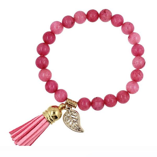 

0.8cm tassel leaves pendant trend bracelet 9 styles natural stone tiger eye pink nature stone charm perfume bracelet lover gift b346s, Golden;silver