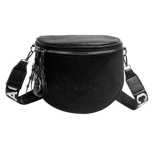 

fashion crossbody bag for women pu leather messenger shoulder saddle bags lady semicircle zipper money purse bolsas feminina
