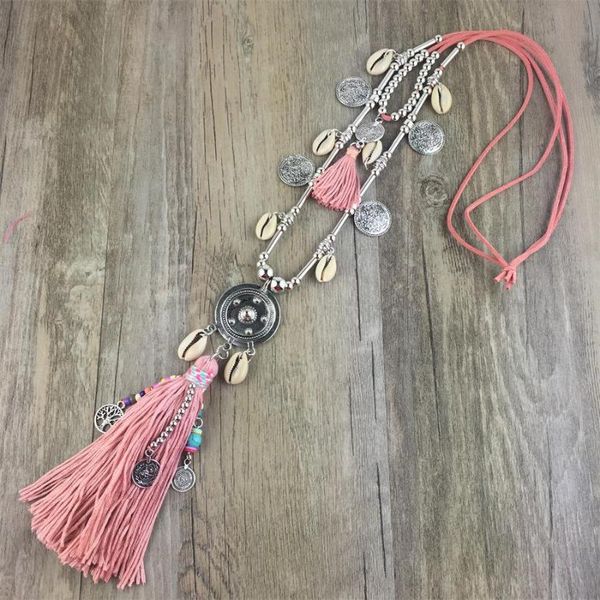 

new fashion boho all-match sweater chain necklace tassel alloy around long pendants for women jewelry gift, Silver