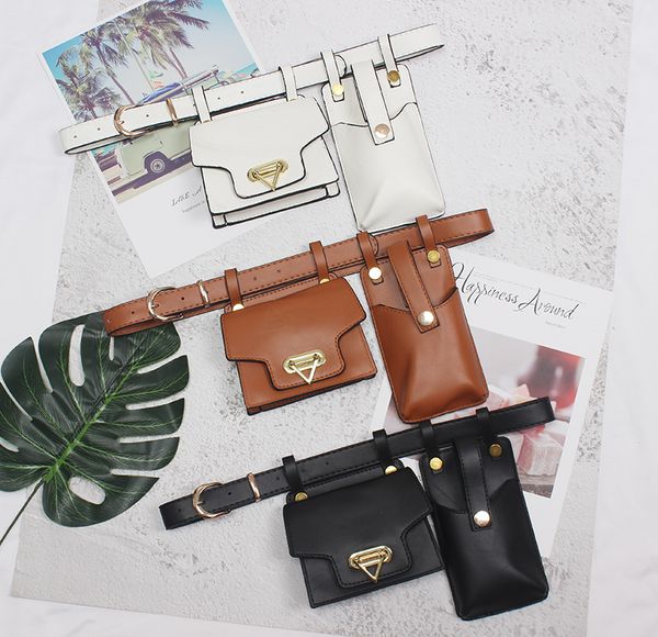 

new unique small bag fanny waist packs women detachable two pocket waist belt bag fashion wild phone bum pouch chest bags, Black;brown