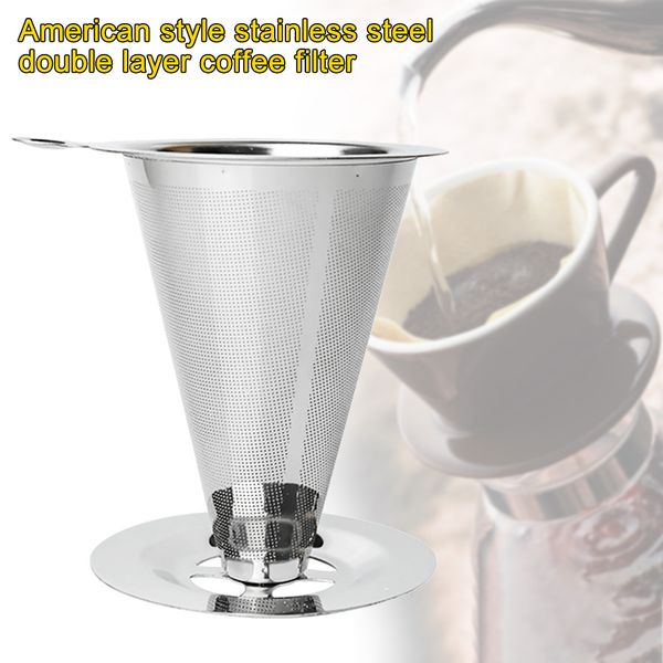 

refillable reusable pour over dripper cone stainless steel coffee filter home