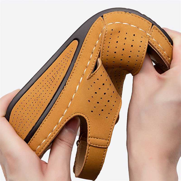 

women's sandals 2020 seller new pu leather soft sole platform female sandals fashion hook & loop wedges flats women's shoes, Black