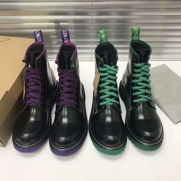 

2020 autumn winter european and american new leather flat martin shoes british style lace-up black machine boots versatile ankle boots