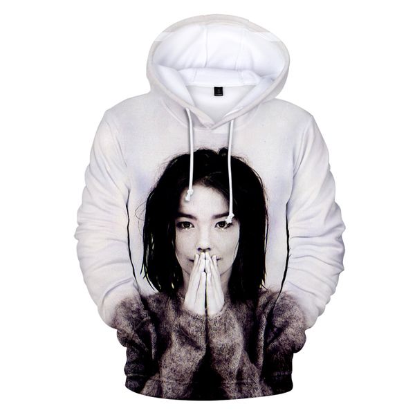 

hip hop new fashion bjork 3d women/men autumn winter kpop hoodies sweatshirt harajuku girl/boy bjork pullover hooded clothes, Black