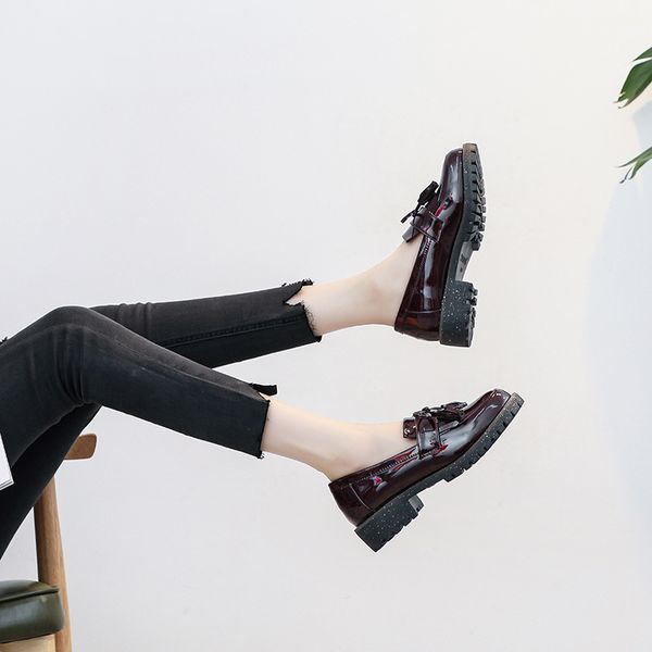 

2020 new flat shoes womens new spring retro british small shoes womens korean-style all-match loafers large size womens shoes, Black