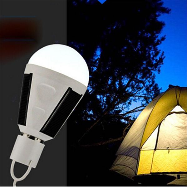 

rechargeable led bulb e27 led solar lamp 7w 12w 85v-265v outdoor emergency solar powered bulb camping hiking fishing light