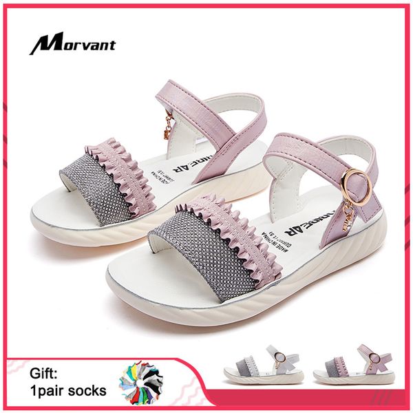 

kids sandals cute princess sandals lace texture baby girls non-slip children shoes of girls pu leather kids footwear, Black;red