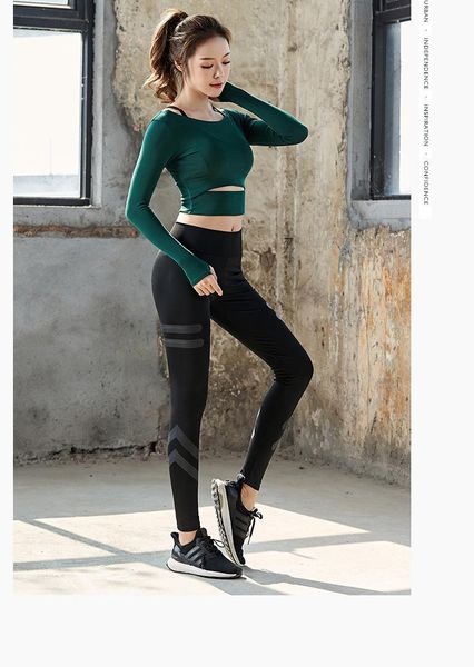 

new comfortable outdoor long-sleeved fitness suit two-piece set for women s quick-drying fashionable sports yoga suit ing, White;red