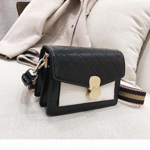 

designer-two-tone fashion trend handbags street casual ladies plaid shoulder bag messenger bag solid color wild female bag hongri 3