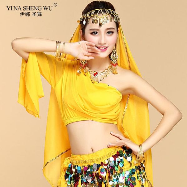 

stage wear women egypt egyptian bollywood belly dancing dance costume off-shoulder chiffon long sleeves accessories, Black;red