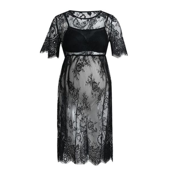 

maternity dress women's maternity short sleeve clothing lace pgraphy fancy dresses fashion hollow pregnant clothes, White