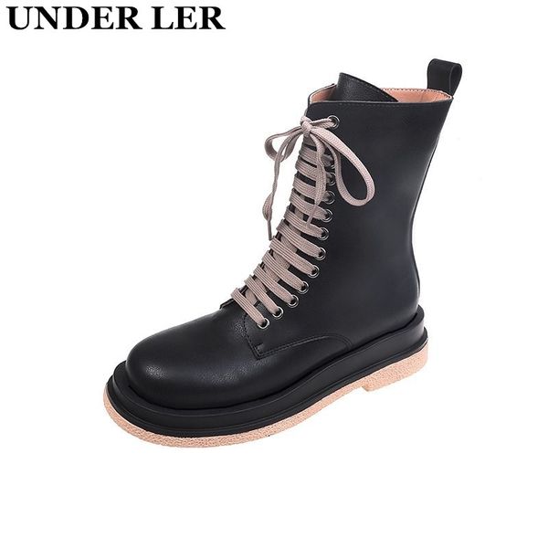 

boots shoes women's boots 2020 new autumn british style genuine leather thick heel motorcycle, Black