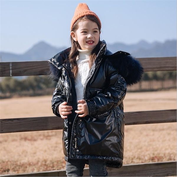 

new winter girls hooded thicken big pocket coats children fashion glossy 90% white duck down jackets kids -30degree c0924, Blue;gray