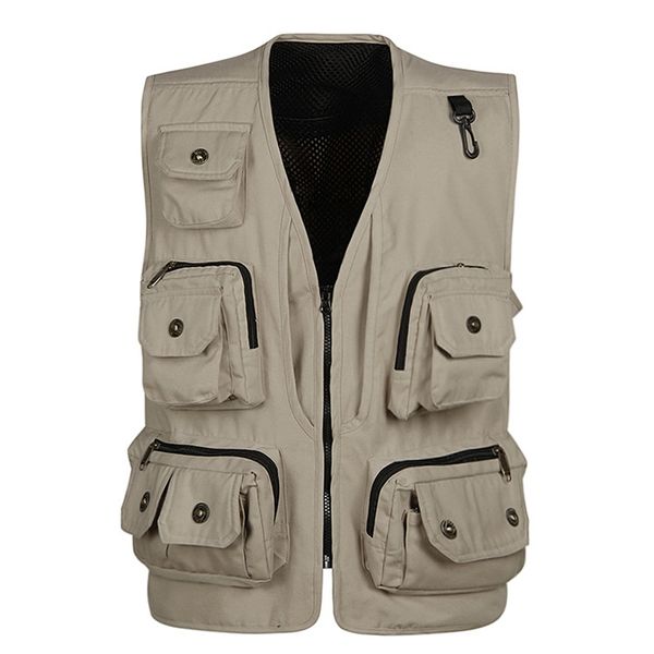 

fashion vests for men wholesale men's multi-pocket pgraphy vest men casual reporter director, Black;white