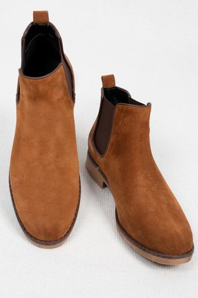 

deepsea male tan side wheel suede leather half boots 2006418, Black