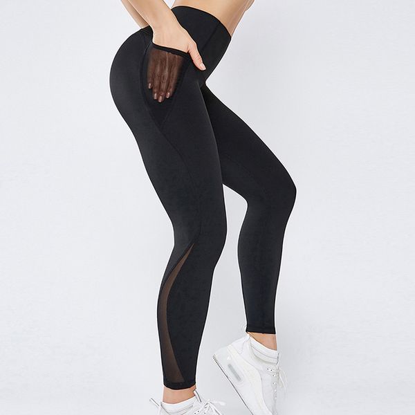 

sfit workout gym tight high waist sports pant women anti-sweat soft fitness yoga leggings pants running tights pocket pants 2020, White;red