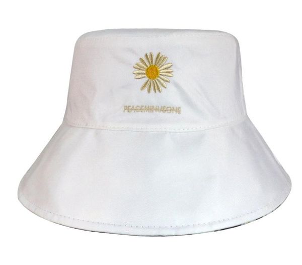 

Bucket Cap Summer Double-Sided Panama Bucket UV Protection Hat Daisy Embroidery Fisherman Hat Hip Hop Fishing Sun Prevent Hats