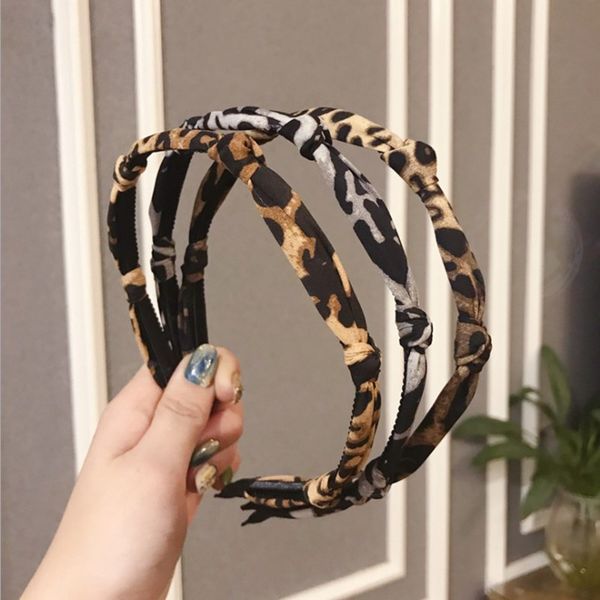 

hair accessories high-end women's fabric leopard knot knotted fine hairband headband fashion wild cute girl's band headwear
