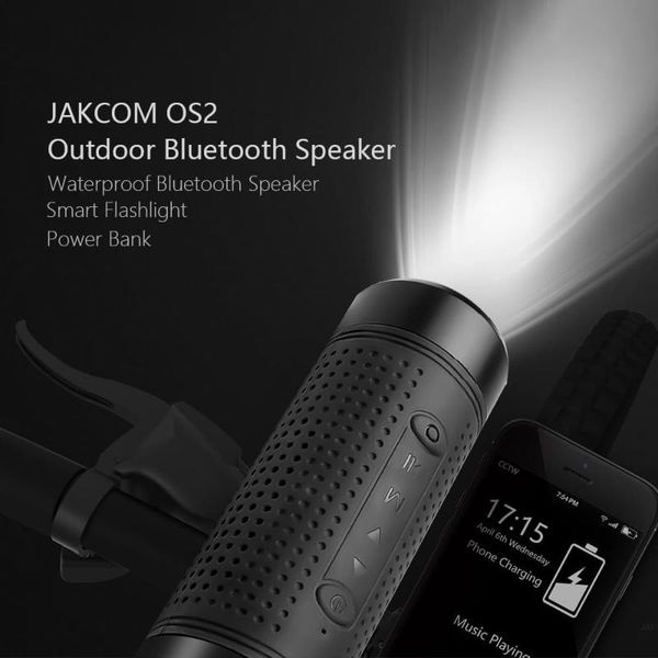 

jakcom os2 outdoor bluetooth speaker waterproof power bank 5200mah portable subwoofer bass speaker led light bike mount