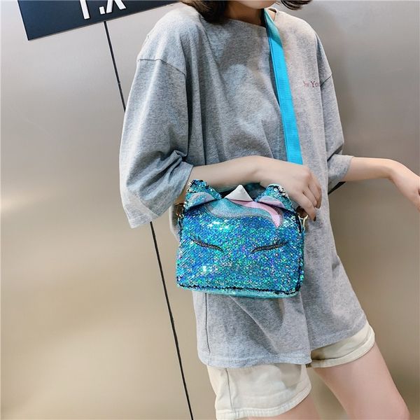 

2020 cute creative funny sequin messenger bag women