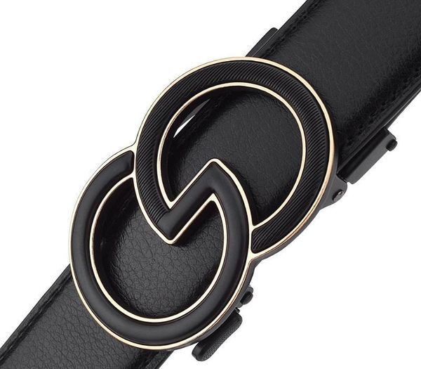 

wowtiger new men black letter automatic buckle 3.5cm width cowhide leather belts for men jeans belt gift, Black;brown