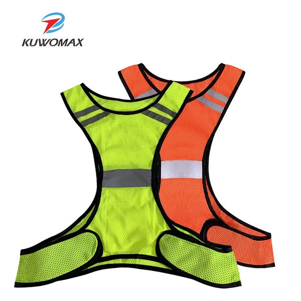 

kuwomax outdoor night riding running reflective vest with back zipper pocket cycling vest other outdoor sports at night safe, Black